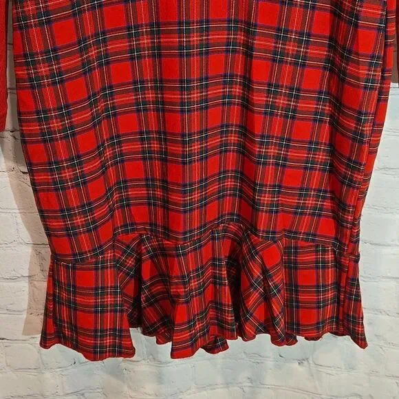 Venus red and plaid long sleeve midi dress size 12 - Picture 4 of 12